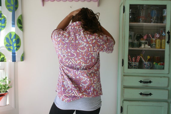 1980s Geometric Print Button-Down Shirt, M/L - image 3