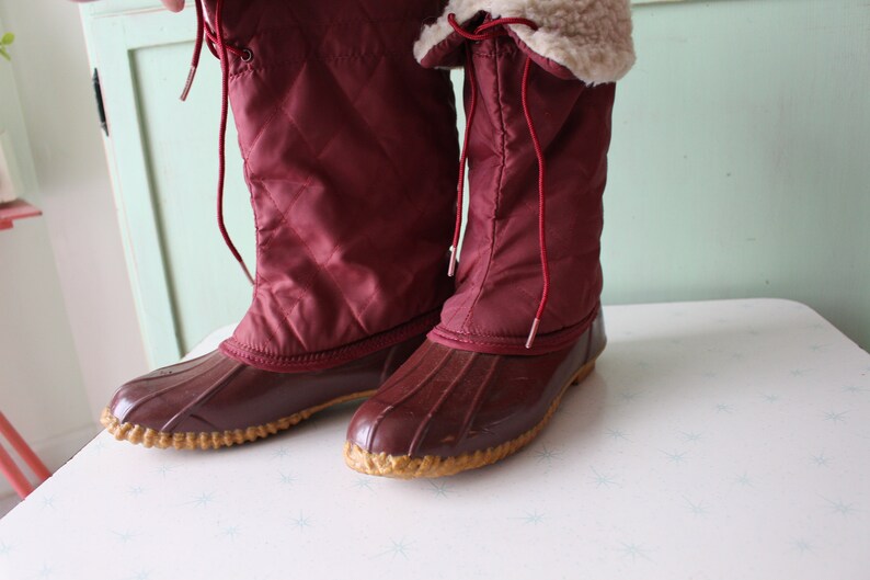 1980s HIPSTER Winter Calf Boots....size 8. outdoors. boots. shoes. hipster. snow boots. duck boots. killer. rad 80s. rad. worker. red boots image 4