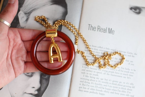 New Old Stock 1980s Letter A Necklace.....golden.… - image 4
