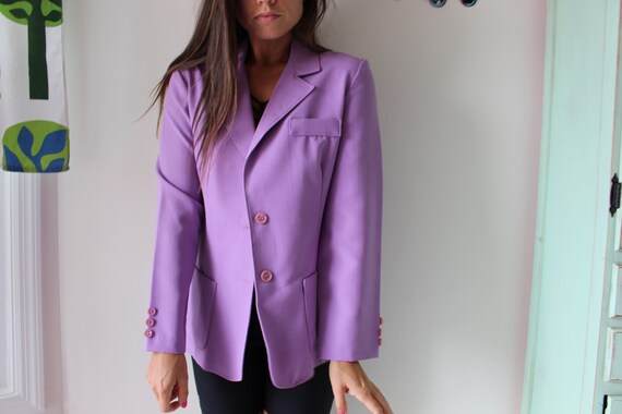 Vintage 1980s Purple Cotton Blazer: Mod Gogo Styl… - image 3