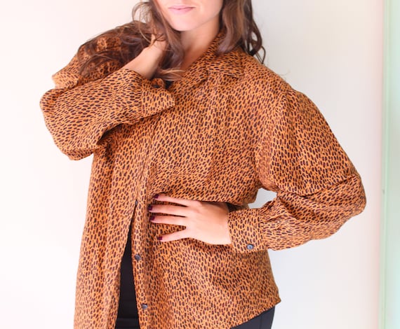 1990s LIMITED Leopard Blouse.retro. hipster. rad.