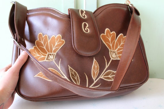 Vintage RETRO Floral Handbag....retro. 1970s purs… - image 1