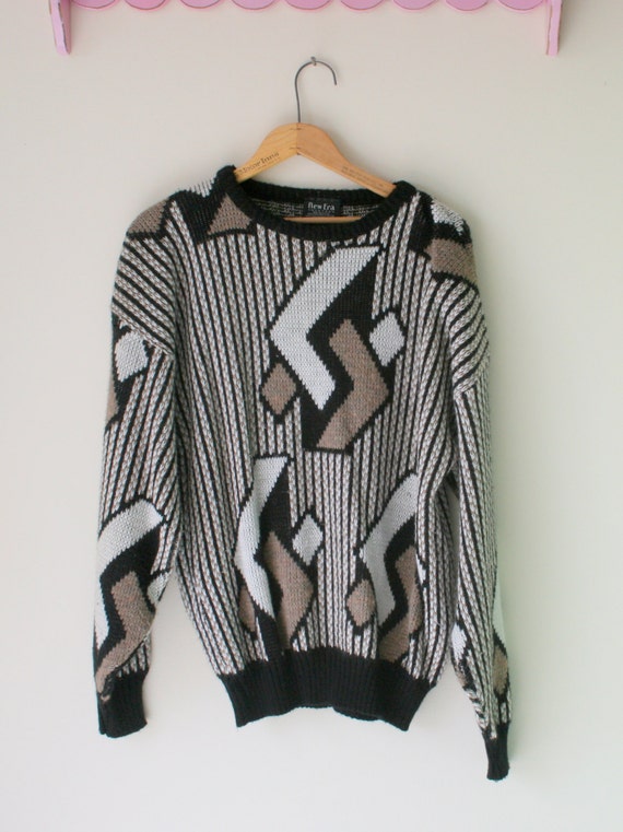 1980s HIPSTER Oversized Geometric Sweater..one siz