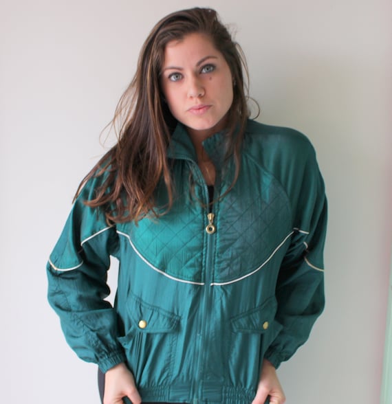 1980s GREEN Jacket..size medium large..colorful. … - image 1