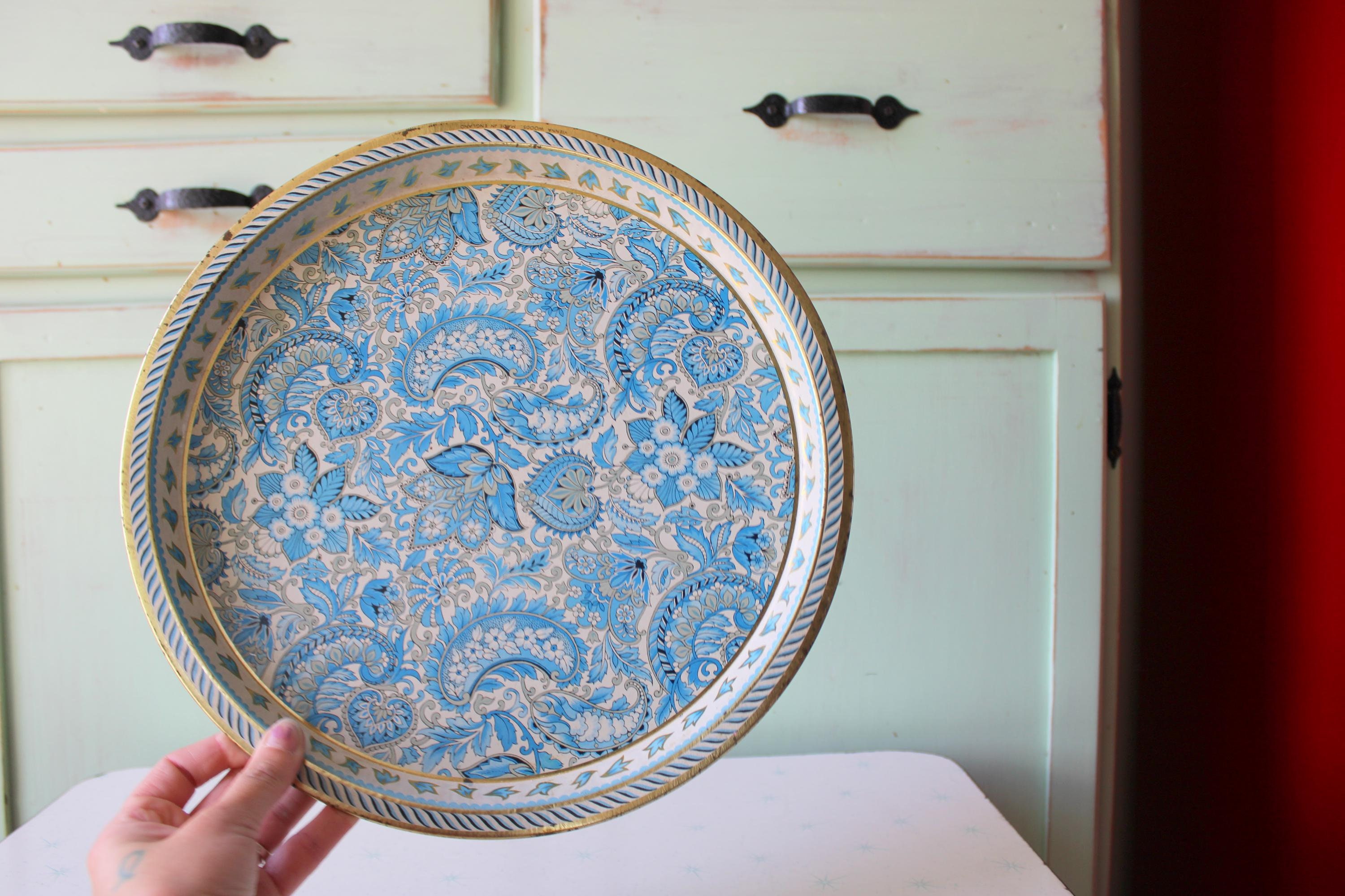 Vintage Blue Floral Plate Tray: 1960s Retro Kitchen Decor - Etsy
