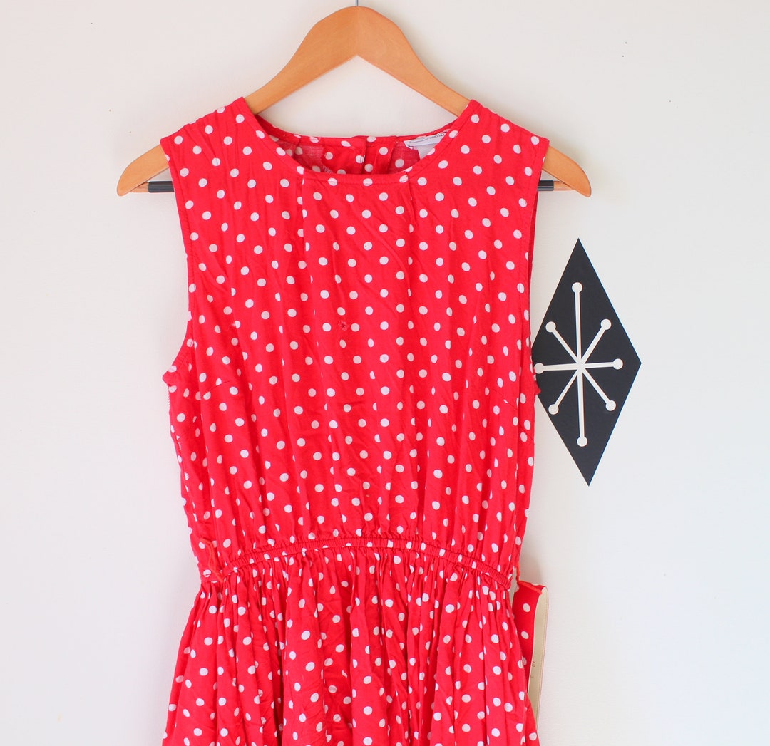 1980s RED POLKA DOTS Dress.....size Medium to Large....mod. - Etsy
