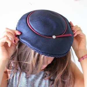 Vintage 1950s Blue Hat: Mid-Century Church Wedding Hat