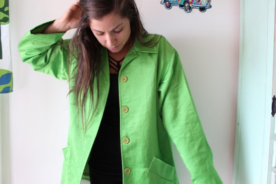 Vintage LIME Green Blazer Jacket..size small medi… - image 4