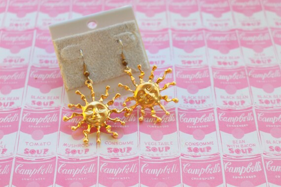 NOS 1980s MOON and SUN Earrings...oversized. retro