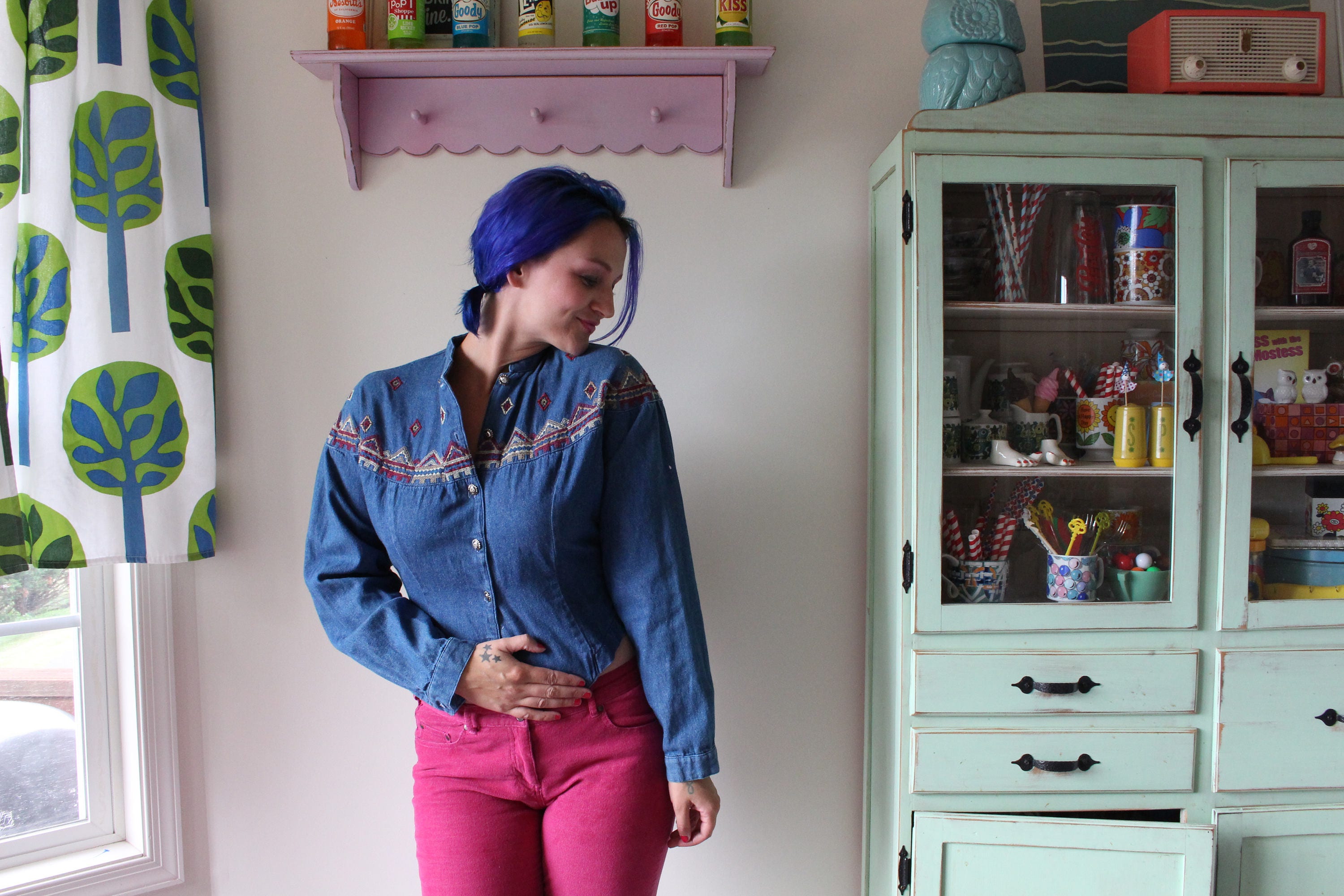 ジャケット・アウター 90s cropped denim jacket made in morocco Z1975 FAUX FUR LAPEL CROPPED DENIM JACKET - Mid-blue | ZARA