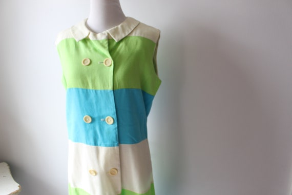 1970s Vintage GARDEN PARTY Striped Sleeveless Day… - image 6
