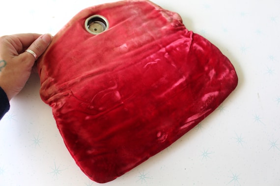 Vintage FANCY GIRL Handbag...retro. red clutch. 1… - image 2