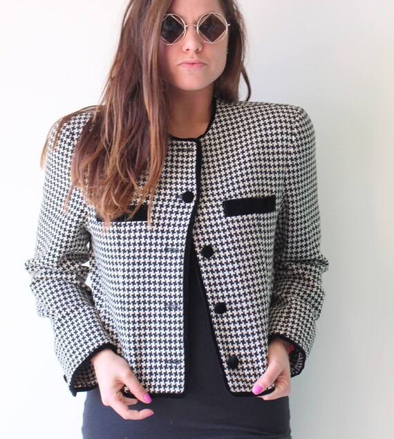Vintage Ann Taylor Wool Jacket: 1990s Checkered C… - image 1