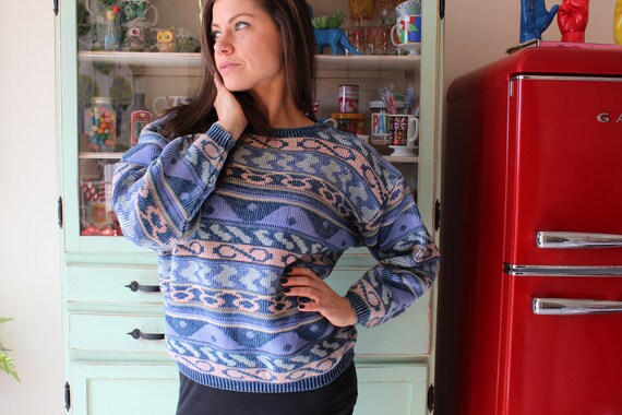 1980s RAD Fun Cool Geometric Sweater...small. med… - image 3