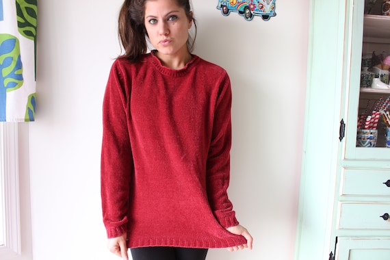 Vintage RED Sweater Pullover..medium. large. indi… - image 2