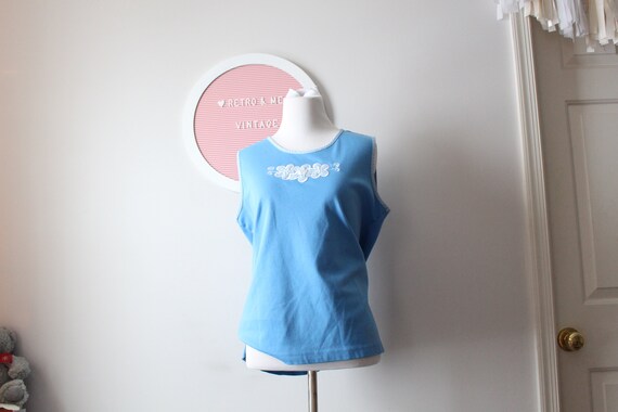 1980s Floral Patchwork Tank Top: Kitsch Cotton Su… - image 2