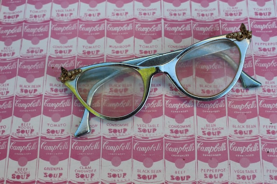 Vintage 1950s Cat Eye Glasses with Gems - image 2