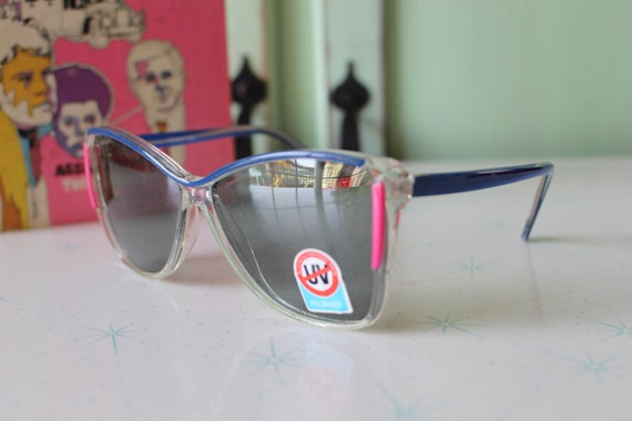 NOS 1980s MOD GIRL Sunglasses.....clear. oversize… - image 1