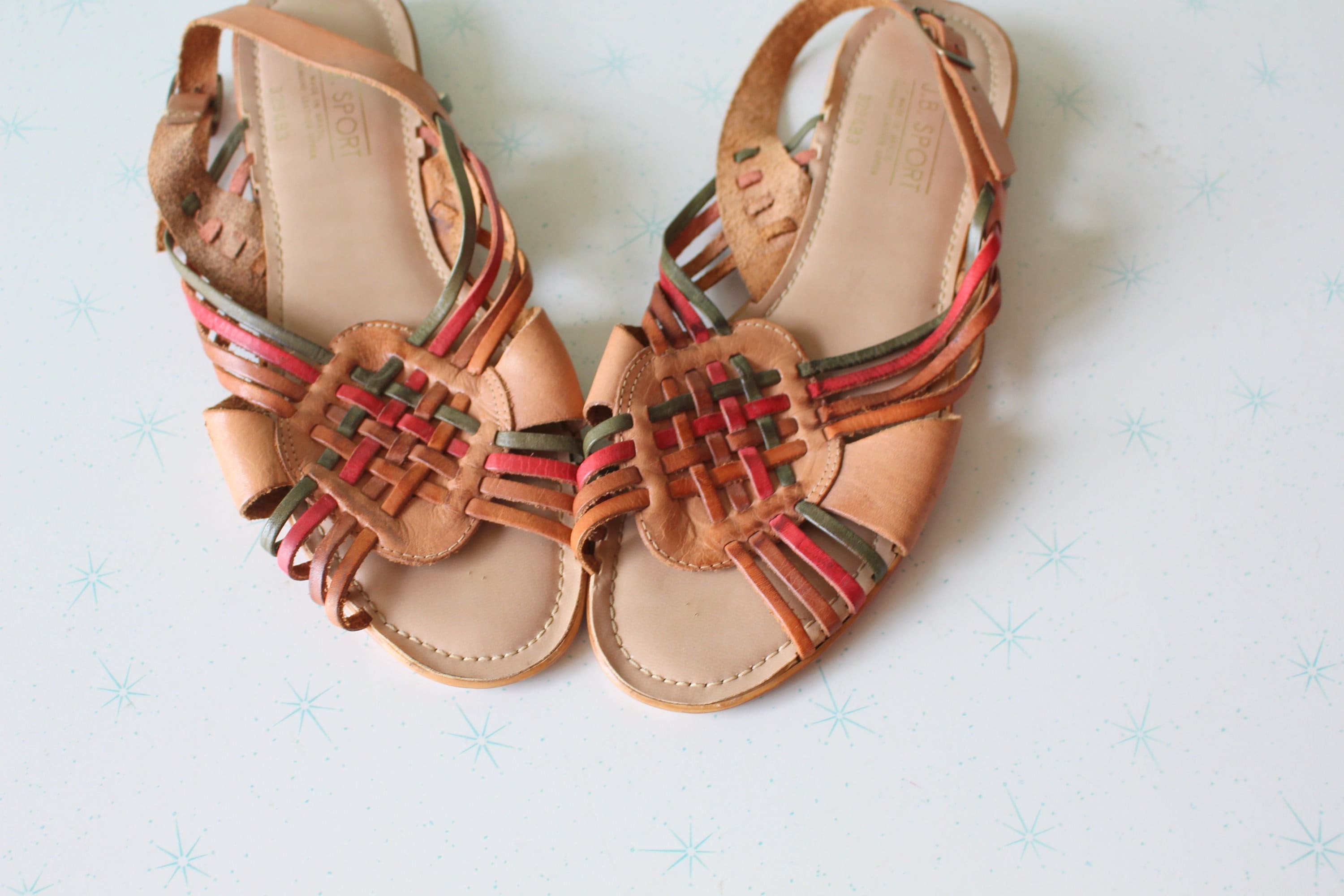 1980s HIPPIE Sandals.size 10 Womensboho. Huraches