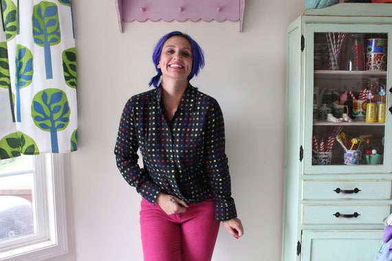 1980s Rainbow Button-Down Shirt: Colorful Retro P… - image 2