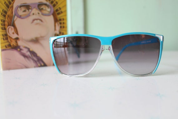 1980s BLUE New Old Stock Sunglasses.....vintage e… - image 1