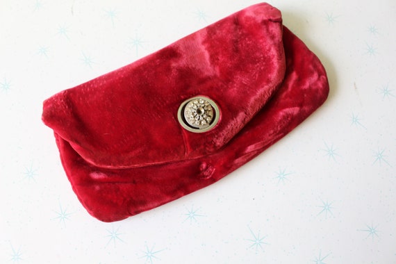 Vintage FANCY GIRL Handbag...retro. red clutch. 1… - image 1