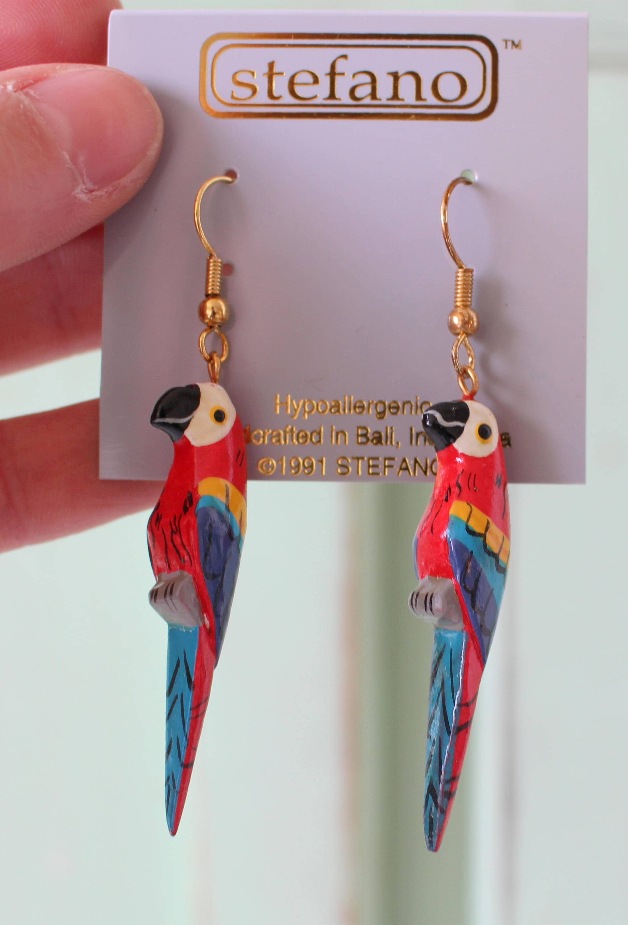 Wood Parrot Earrings UK