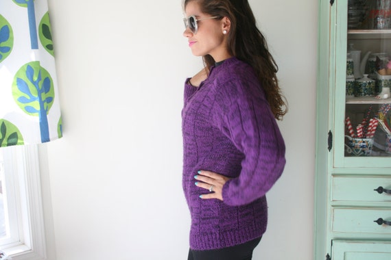 1980s Geometric Knit Sweater - Purple & Pink, One… - image 3