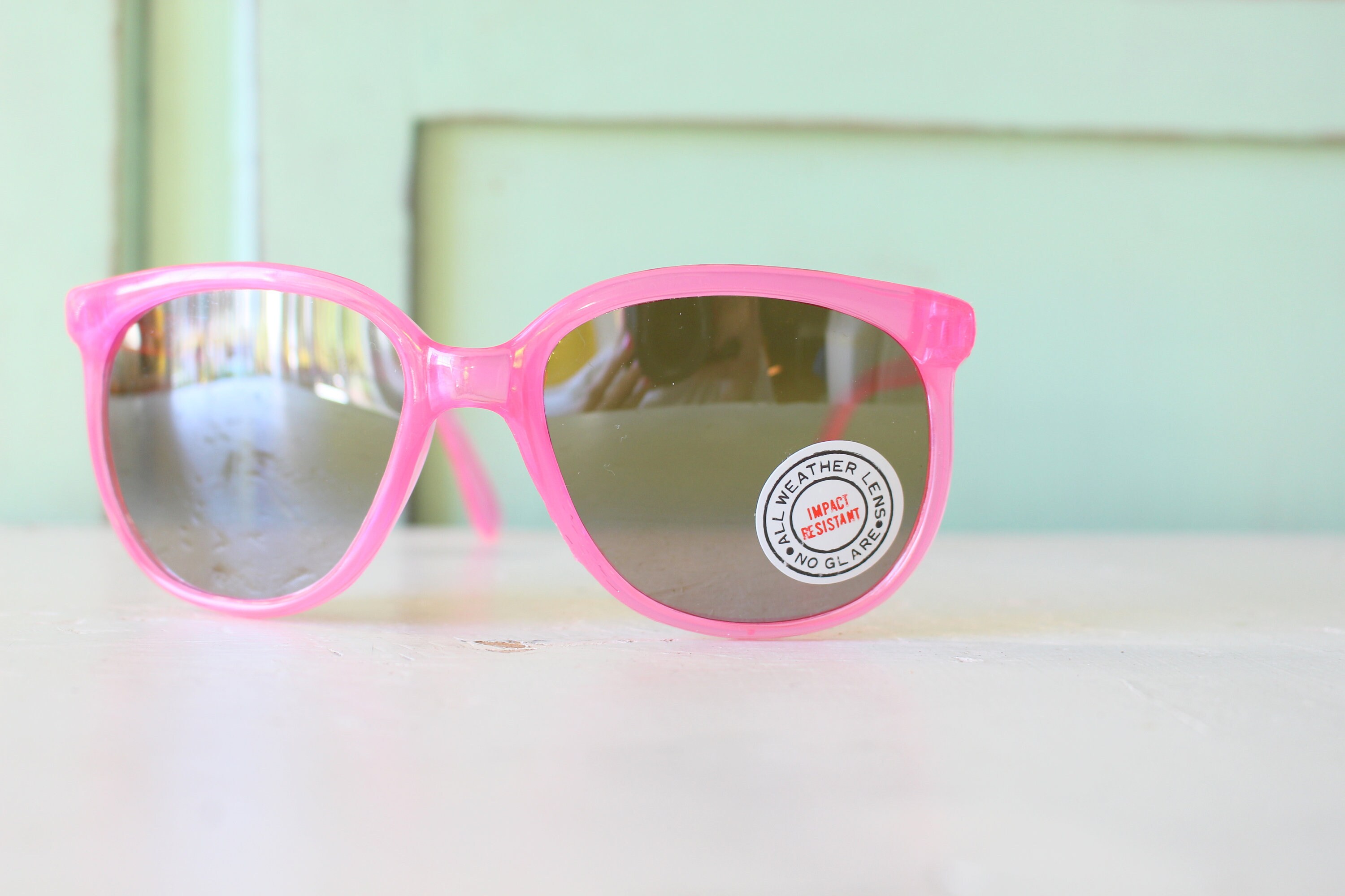 1980s NEON RETRO SUNGLASSES.1980s. dapper. hipster. round. atomic. retro.  funky. groovy. uv protection