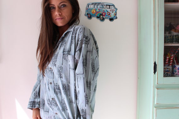 1980s Unisex Rad Geometric Hipster Button Down...… - image 5