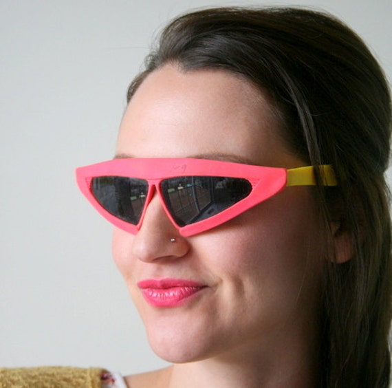 1980s RADICAL Pink and Yellow Sunglasses....neon.… - image 2