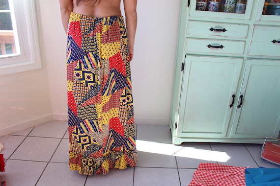 Vintage PATCHWORK Hippie Skirt....size medium lar… - image 2