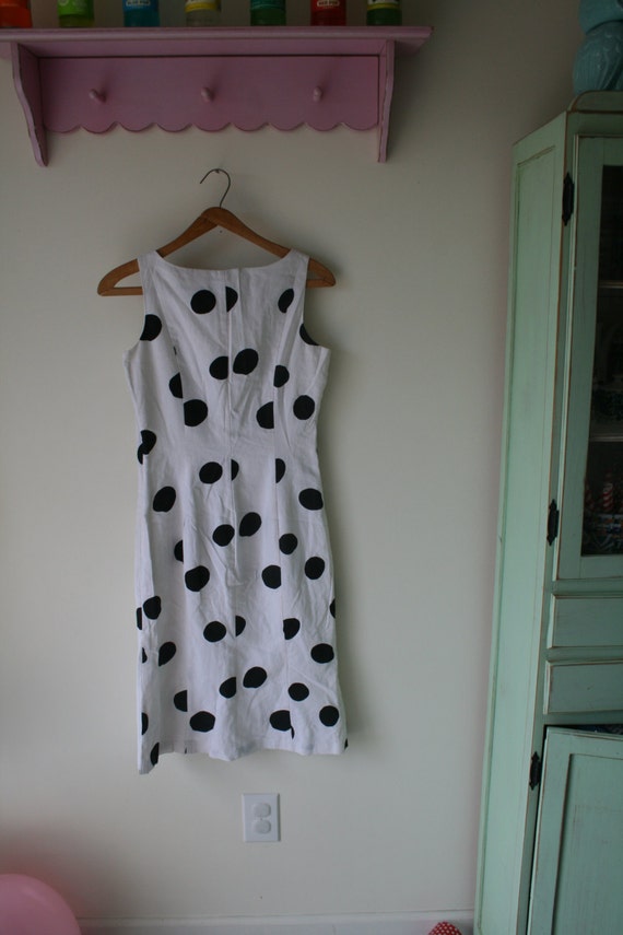 Vintage POLKA DOTS Black and White Dress..size sm… - image 5