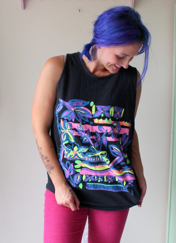 1980s Surfer Neon Tank...unisex. retro tee. rad. 8