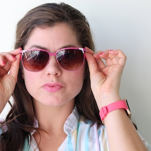 Vintage Pinke Sonnenbrille: 1980er Jahre Mod Retro Shades