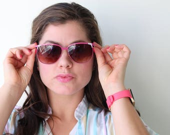 Vintage PINK Mod Taiwan ROC 1970s 1980s Sunglasses.retro. colorful shades. hipster. nerd. shades. indie. chic. pink. boho. deadstock.