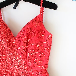1980s Vintage RED SEQUINS Fancy Dress...size small to medium...fancy dress. 80s dress. fabulous. dazzle. drop dead gorgeous. prom. valentine