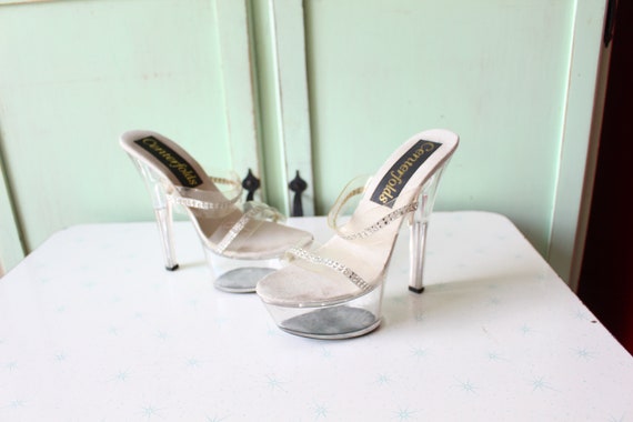 1990s Clear Platform Stiletto Heels....size 9 wom… - image 2