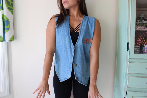 Vintage BLUE JEAN Jacket Vest...harvest. hipster.… - image 5