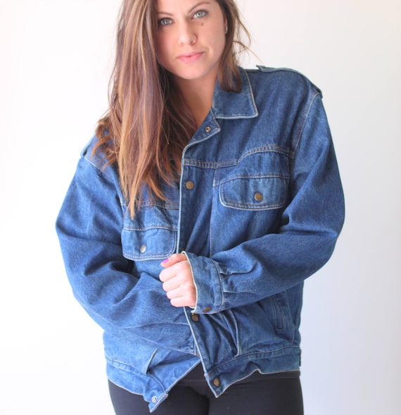 Vintage BLUE JEAN Jacket.grunge. hipster. retro. made in USA. coat. hippie. acid wash. 80s. 90s. designer. mens. womens. unisex. dark wash