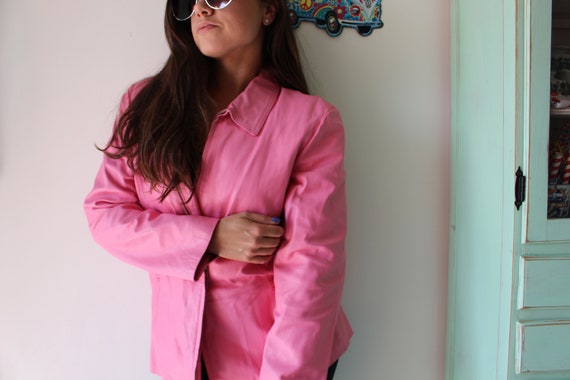 Vintage PINK LEATHER Jacket..... hipster. retro. … - image 6