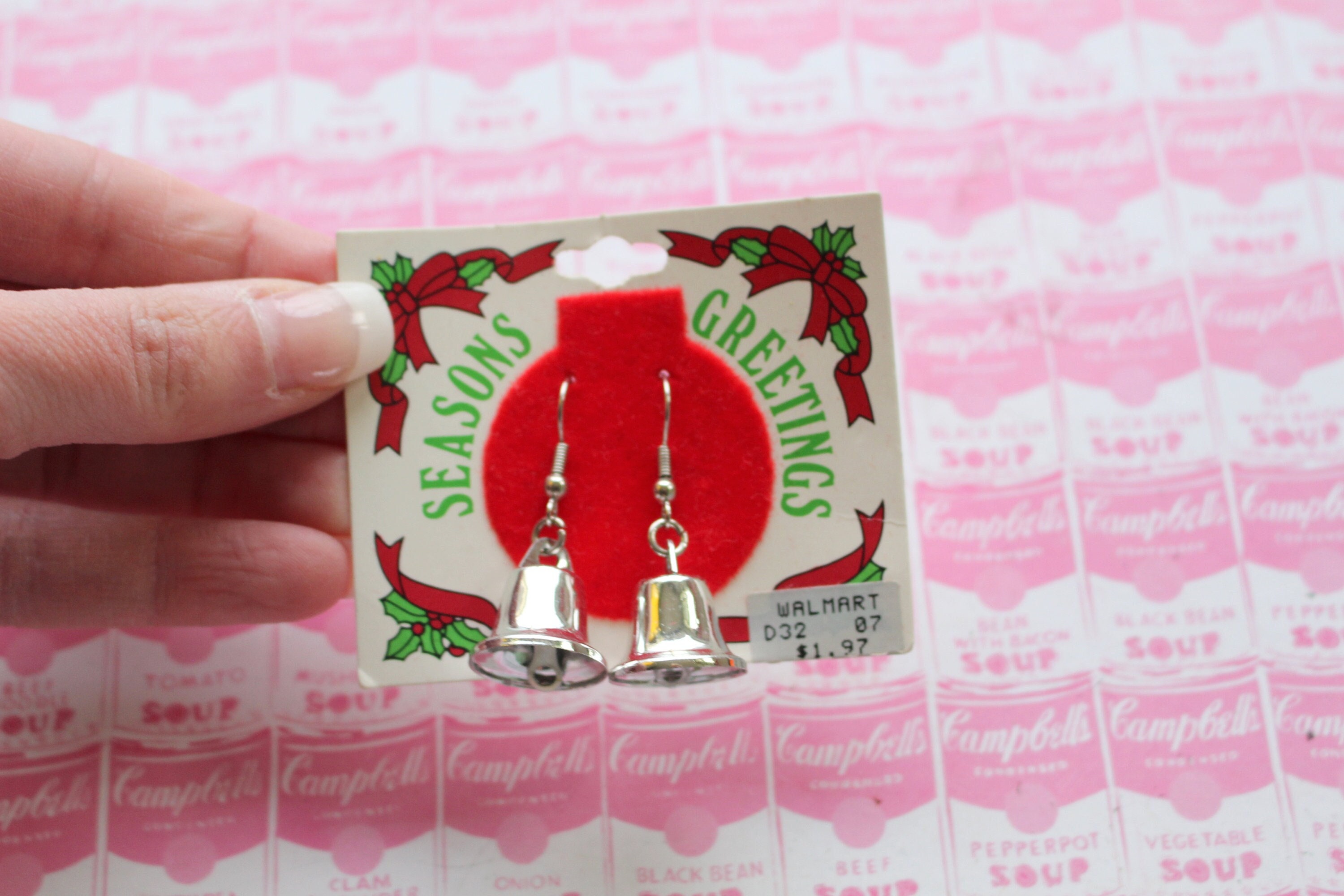 Vintage 1980s Silver Bell Earrings: Festive Costume Jewelry