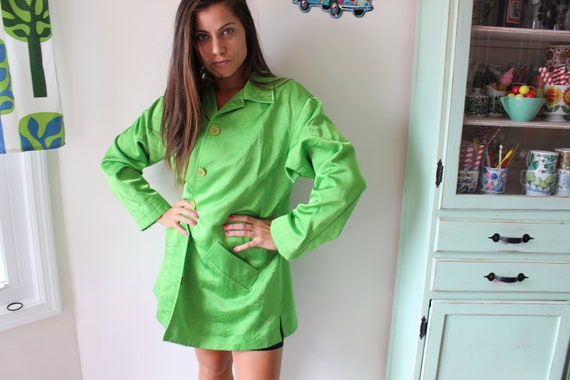 Vintage LIME Green Blazer Jacket..size small medi… - image 5