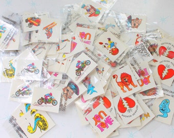 1950s 1960s Vintage Tattoo Transfers /listing for one....retro. kitsch. rainbow. hipster. heart. neon. kiss. peace. hippie. new old stock