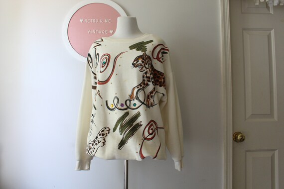 1980s Leopard Animal Safari Print Sweater.....mad… - image 2