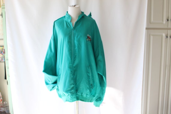 1980s Vintage Teal Windbreaker Jacket.....large. … - image 1