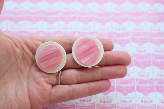 1980s Vintage PINK Earrings....shimmer. oversized… - image 1