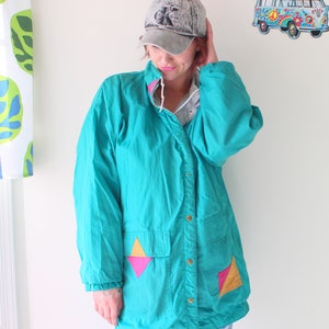 1980er Jahre HIPSTER Jacke... unisex. bunt. hell. Retro. der 1980er Jahre. 1990er Jahre. Rad. Spaß. Herren. Petrol. Frauen. Grün. Netz. Grün. sportlich. geometrische