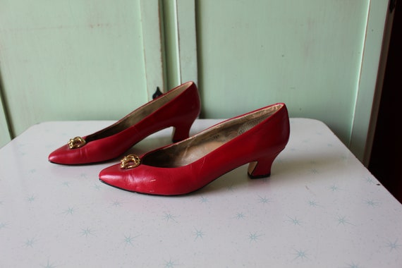 Vintage VALENTINE Heels....size 7.5 womens....gla… - image 3