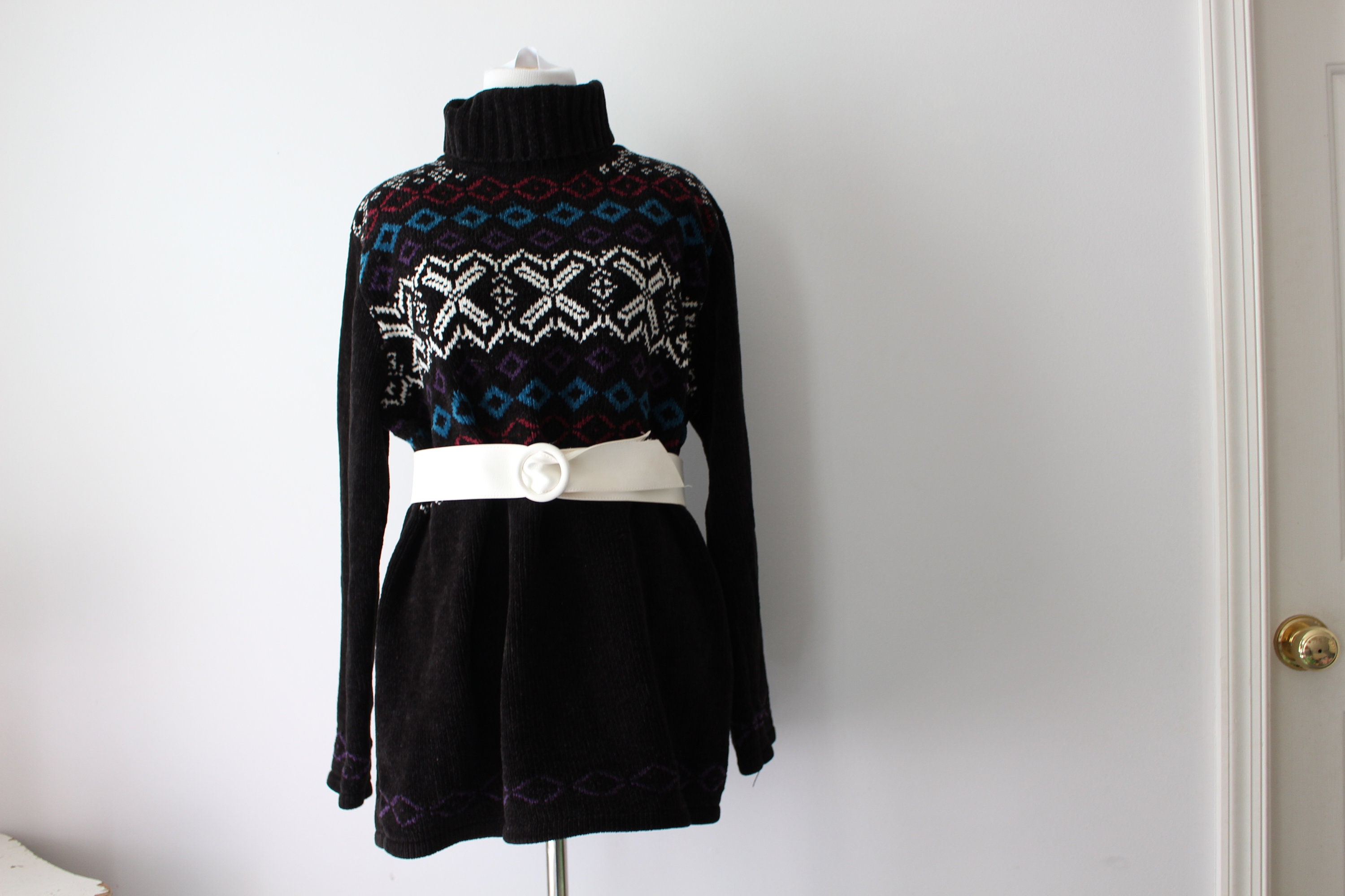 1990s Vintage Black Turtle Neck Sweaterdesigner. Knit